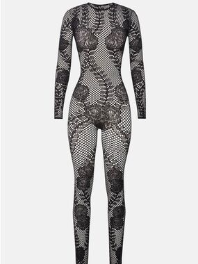 NWT Poster Girl Hen Full Length Sleeve
Fishnet Jumpsuit Black One Size